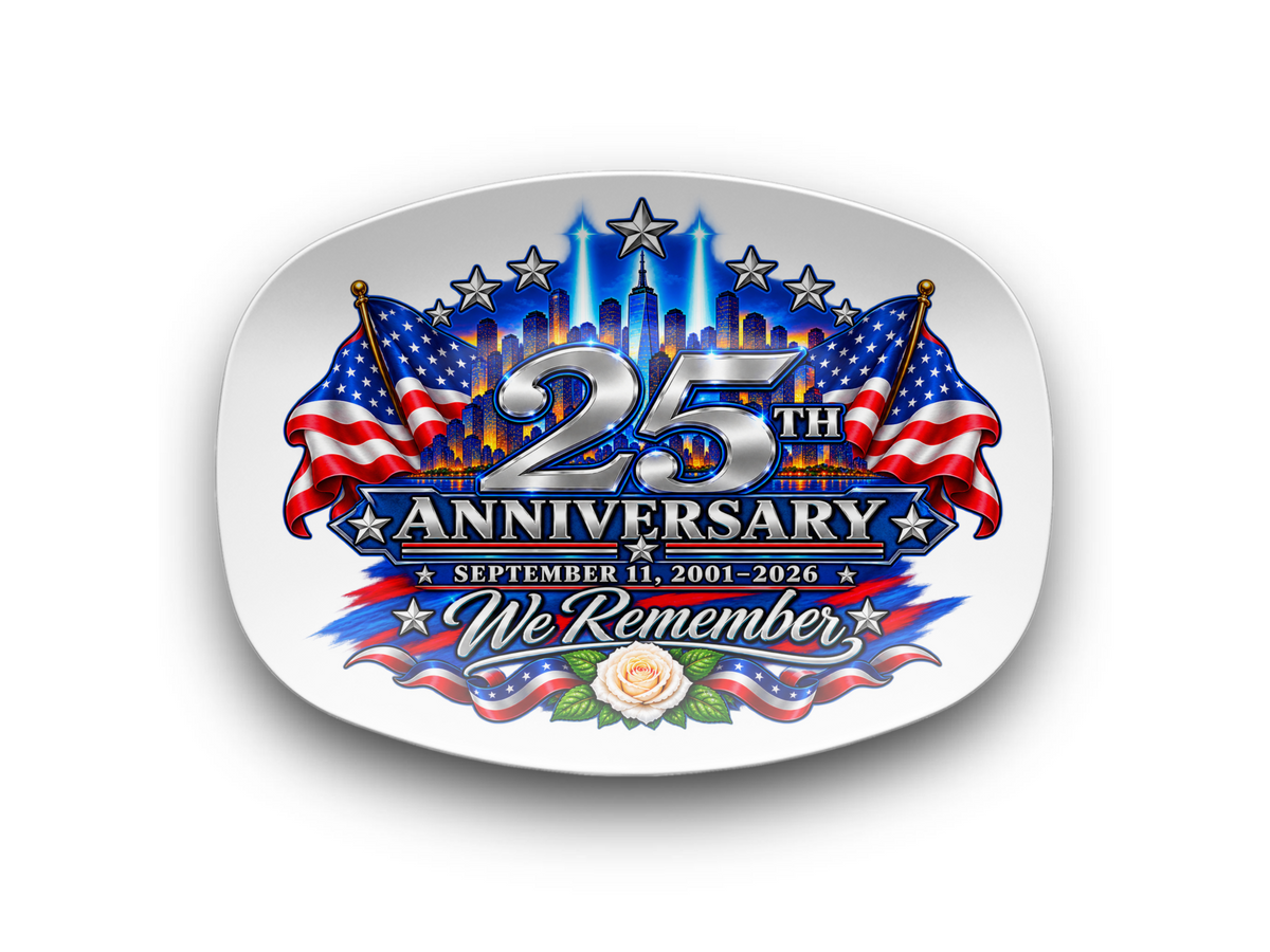 September 11 25th Anniversary Memorial Platter | We Remember 2001-2026 | Patriotic 911 Keepsake Decor